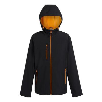 Heren 2laags softshell jas (zwart/oranje pop)