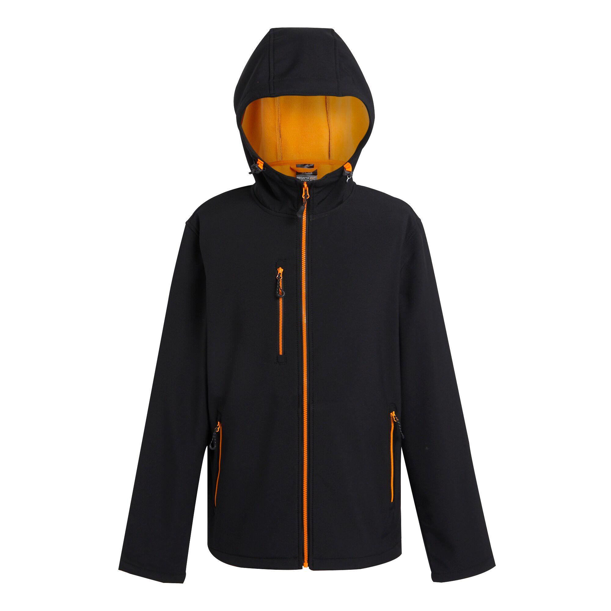 NAVIGATE Men's softshell jacket (Black / Bright orange)