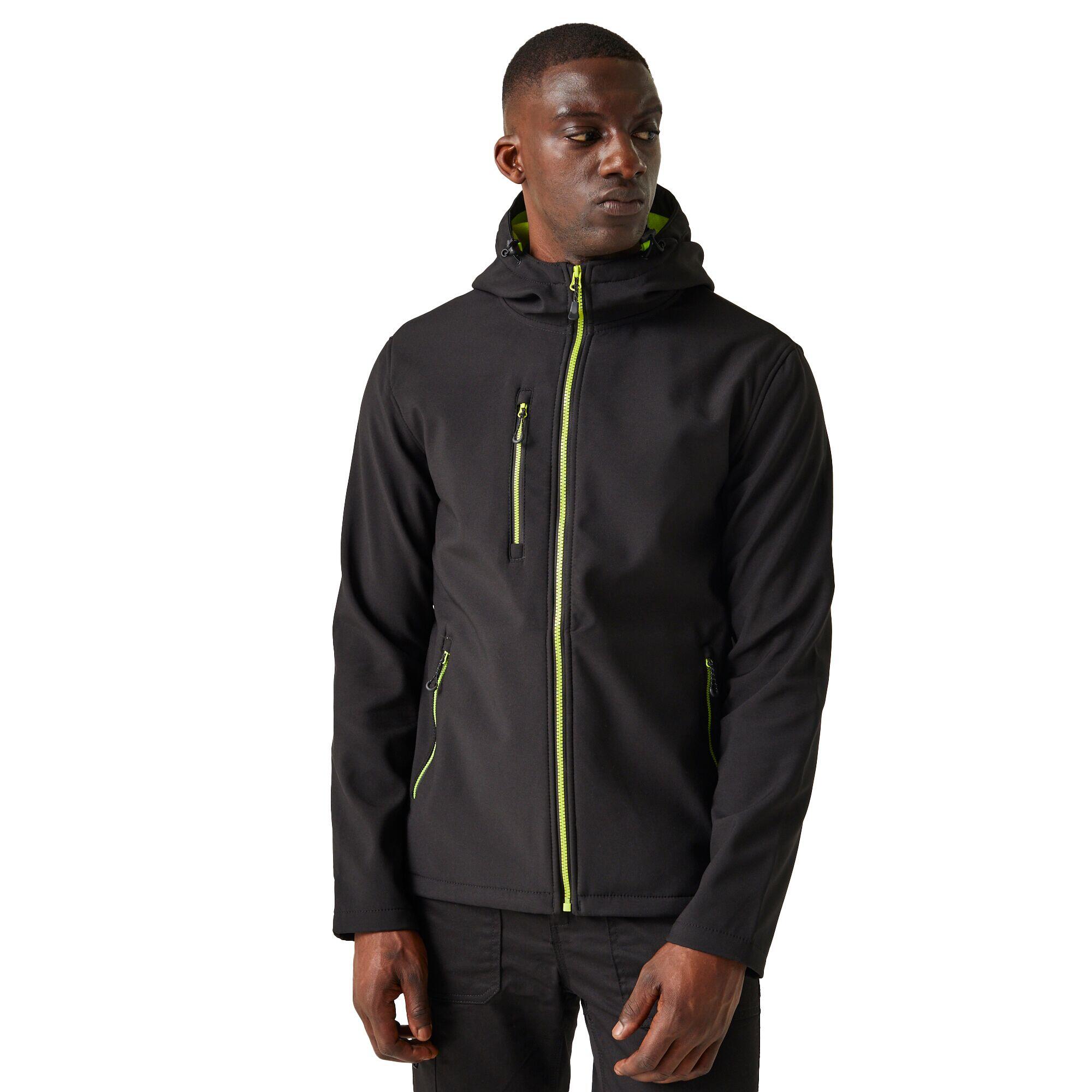 Heren 2laags softshell jas (Zwart/Lijkgroen) 4/5