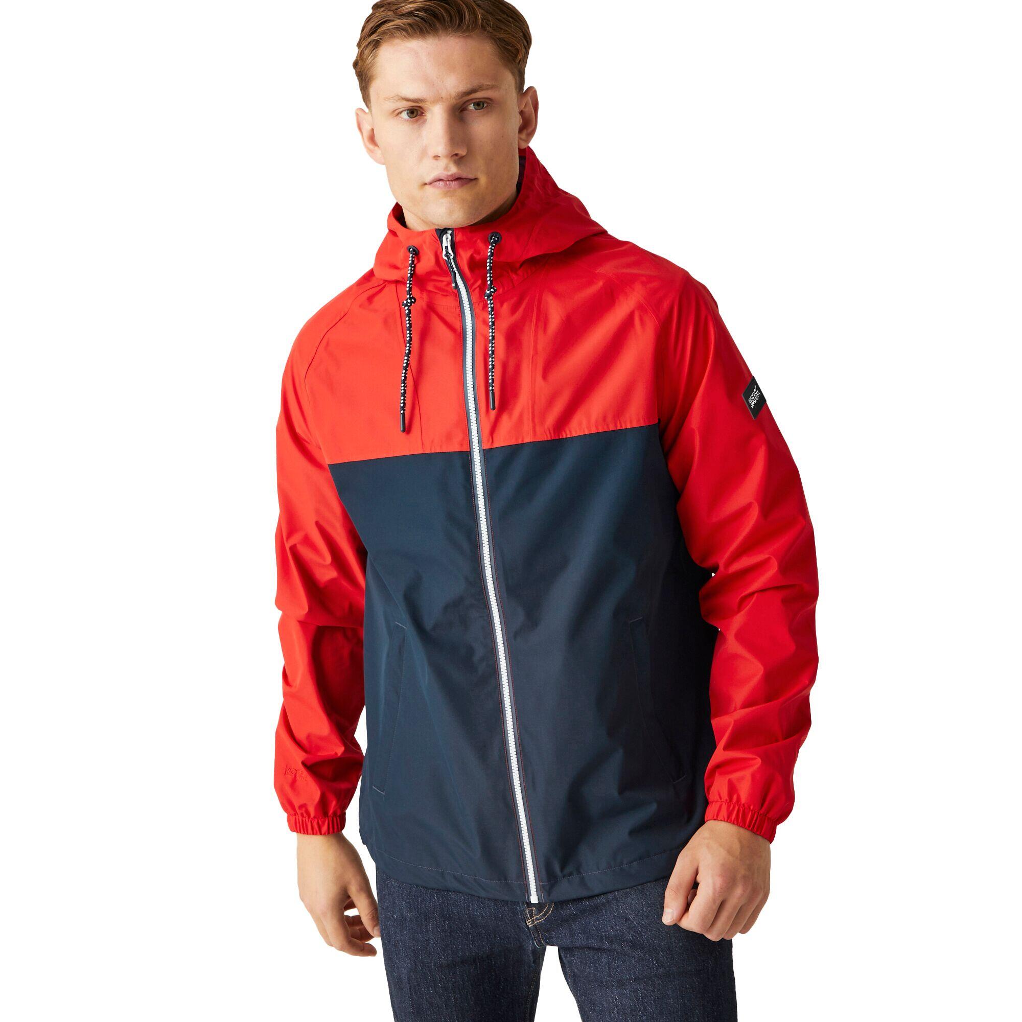 "Belcastel" Jacke, wasserfest für Herren Marineblau/Hohes Risiko Rot 4/5