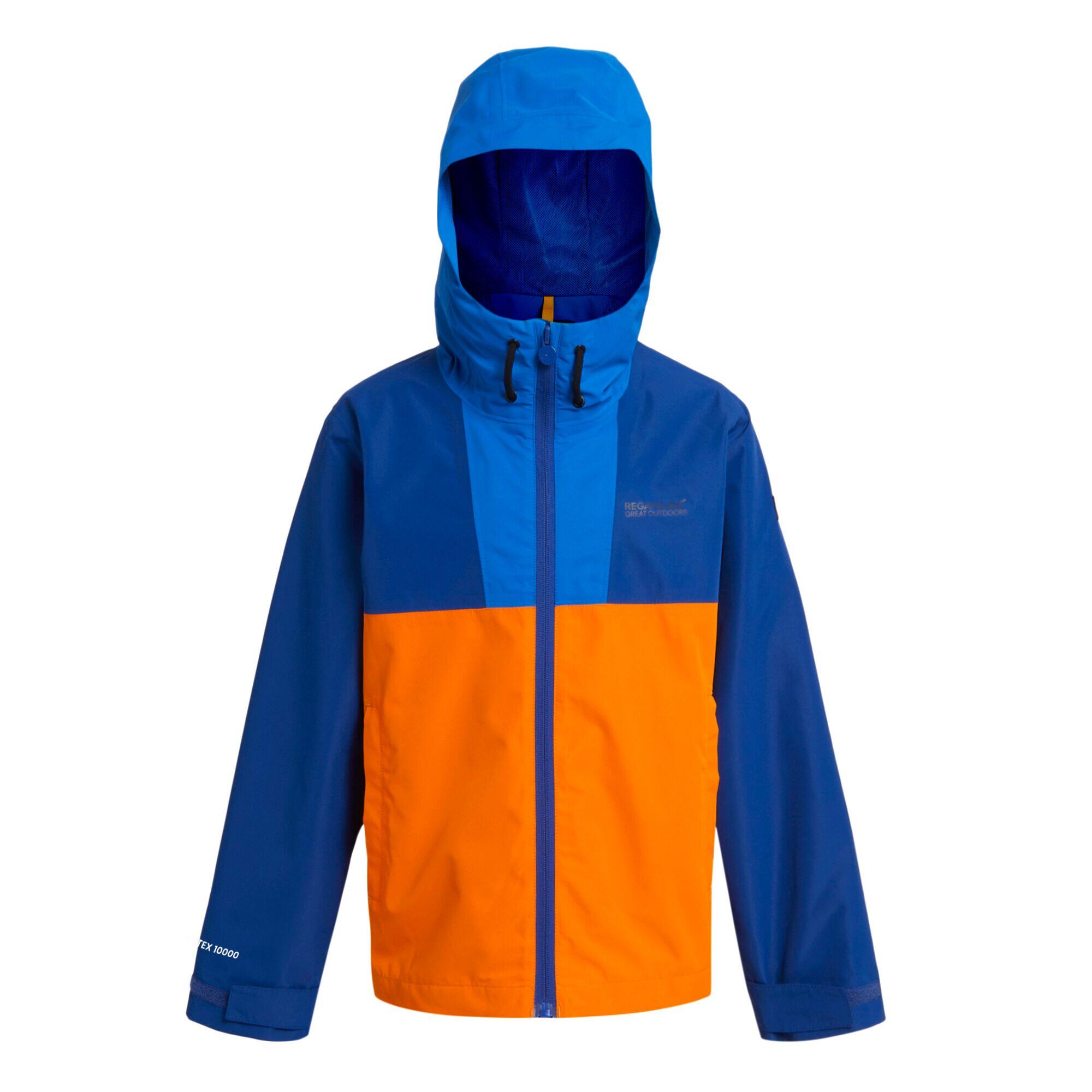 REGATTA Childrens/Kids Hanleigh Waterproof Jacket (Oxford Blue/New Royal/Persimmon)