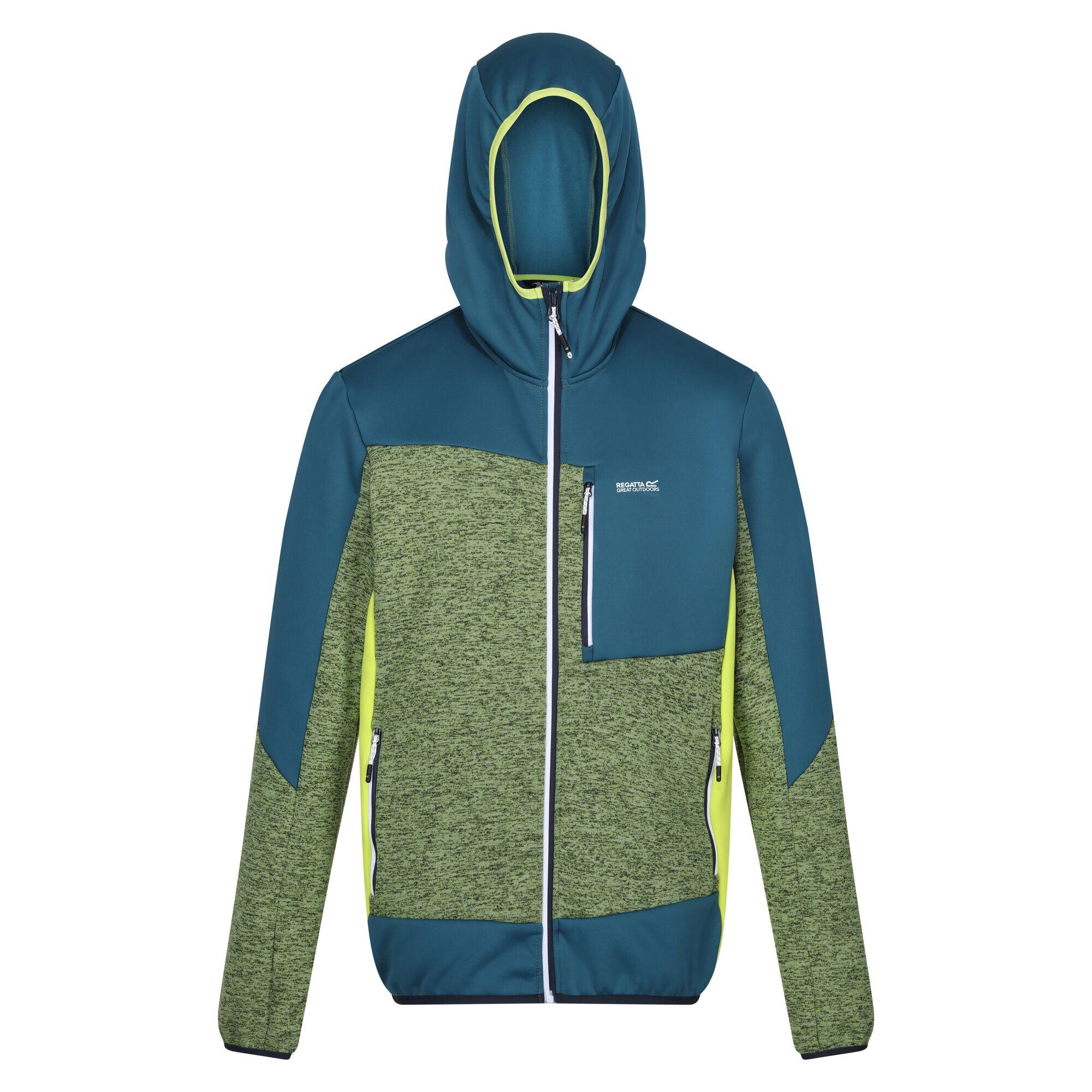 REGATTA Mens Cadford VI Marl Hooded Fleece Jacket (Piquant Green/Moroccan Blue)