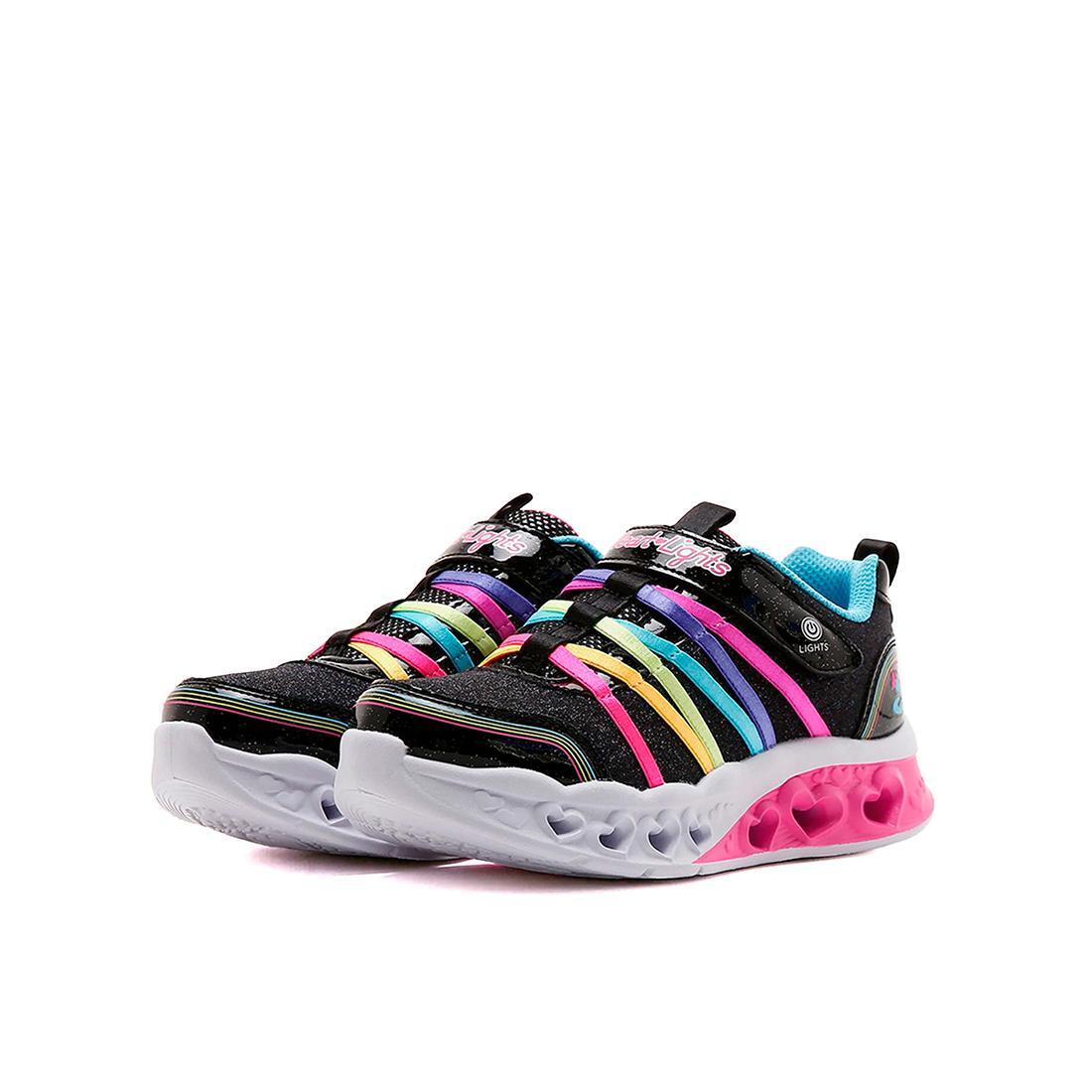 Tênis Skechers Kids Flutter Heart Lights Pretos Multicoloridos 3/5