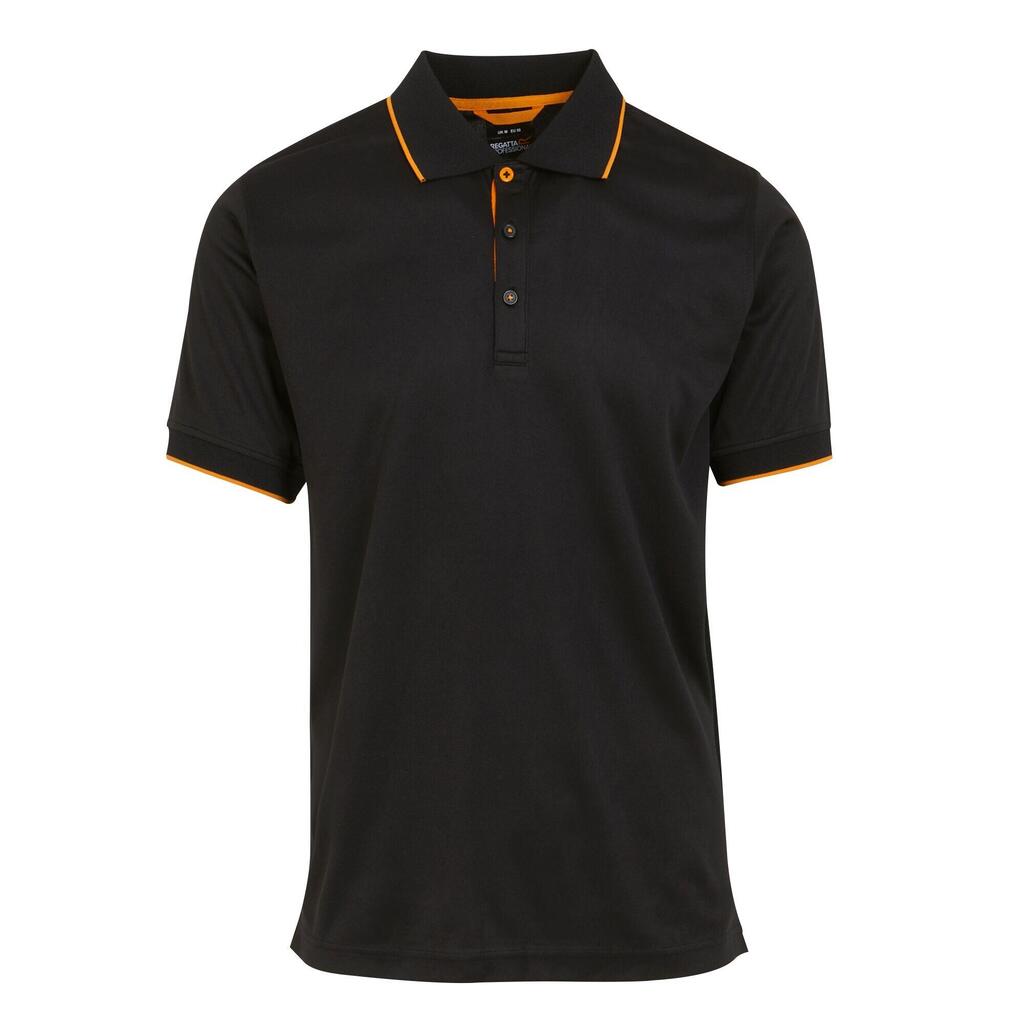 Mens ShortSleeved Polo Shirt (Black/Orange Pop)