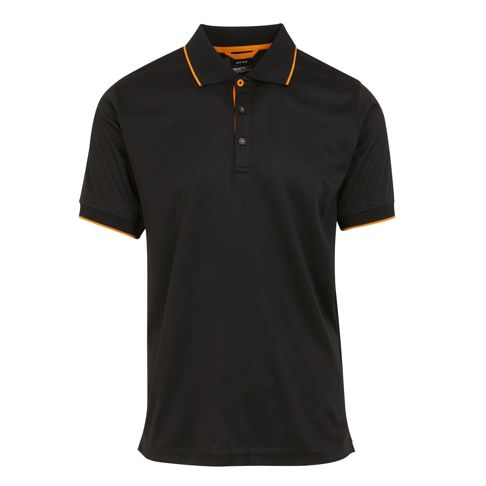 REGATTA Mens ShortSleeved Polo Shirt (Black/Orange Pop)