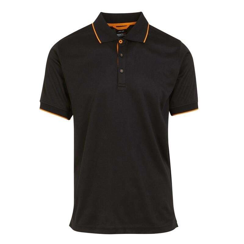 "Navigate" Poloshirt für kurzärmlig Herren Schwarz/Orangenpop