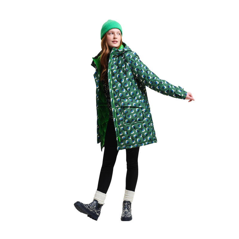 Dames Orla Kiely Elm Leaf Gewatteerd Halflang Jasje (Schaduw/Emerald)