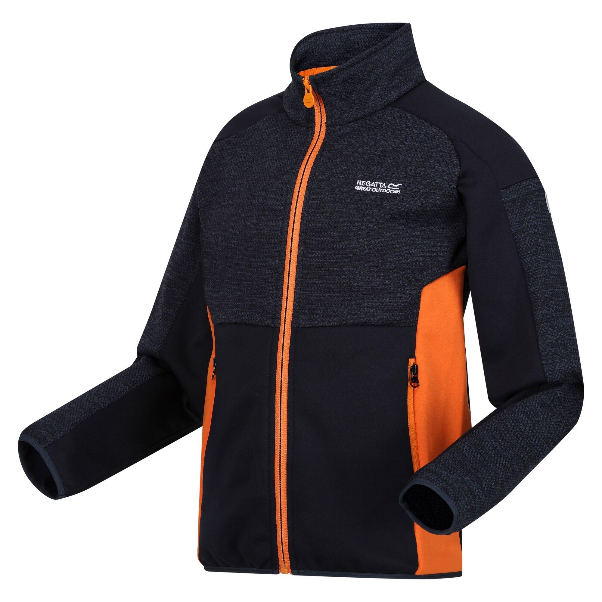 HIGHTON Children's fleece jacket (Navy blue / Khaki orange)