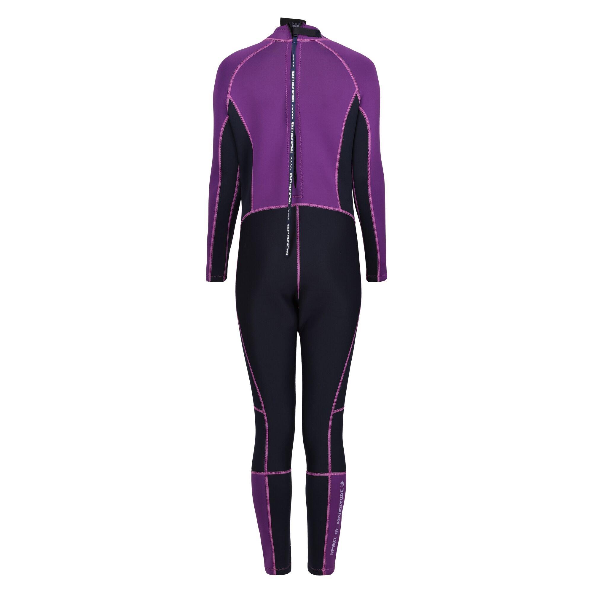 Womens/Ladies Full 3mm Thickness Wetsuit (Navy/Radiant Orchid) 2/5