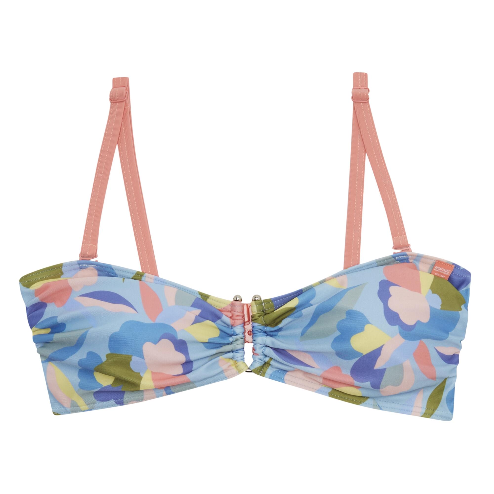Top de biquíni de flores abstractas aceana iii para senhora/senhora azul / rosa