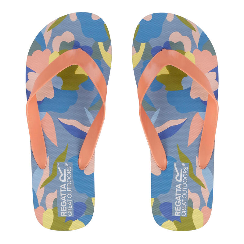 Flipflops "Bali", Abstrakt Blumen Damen Blau/Grün/Pink