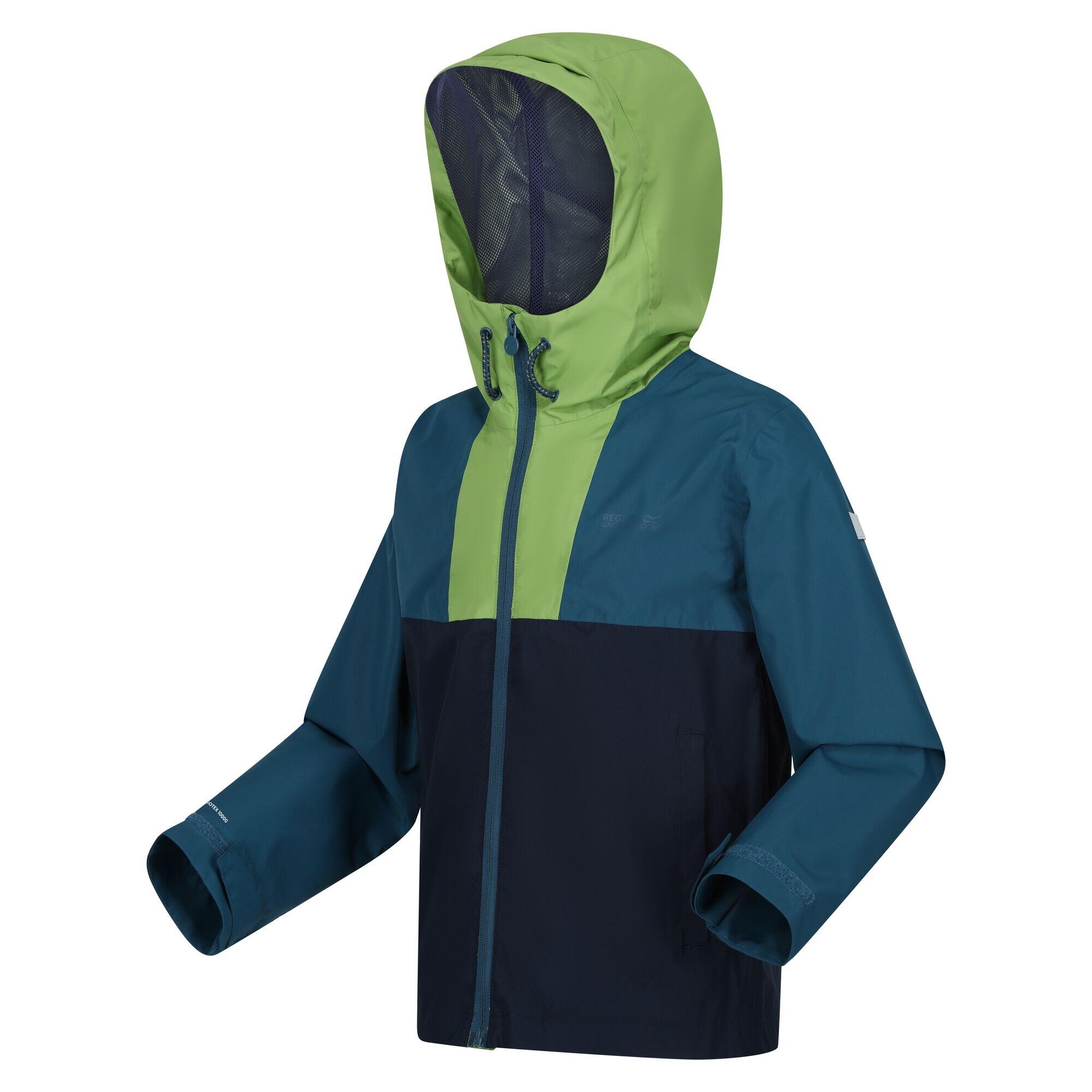 Children's HANLEIGH waterproof jacket (Piquant green / Moroccan blue / Navy blue)