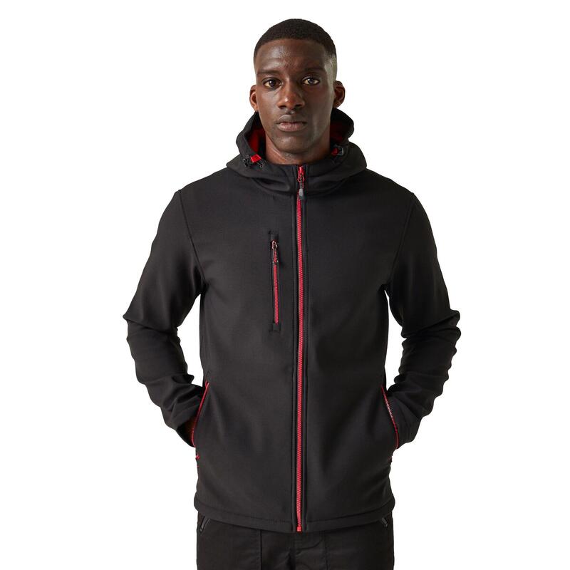 Veste Softshell Homme (Noir / Rouge Classique)