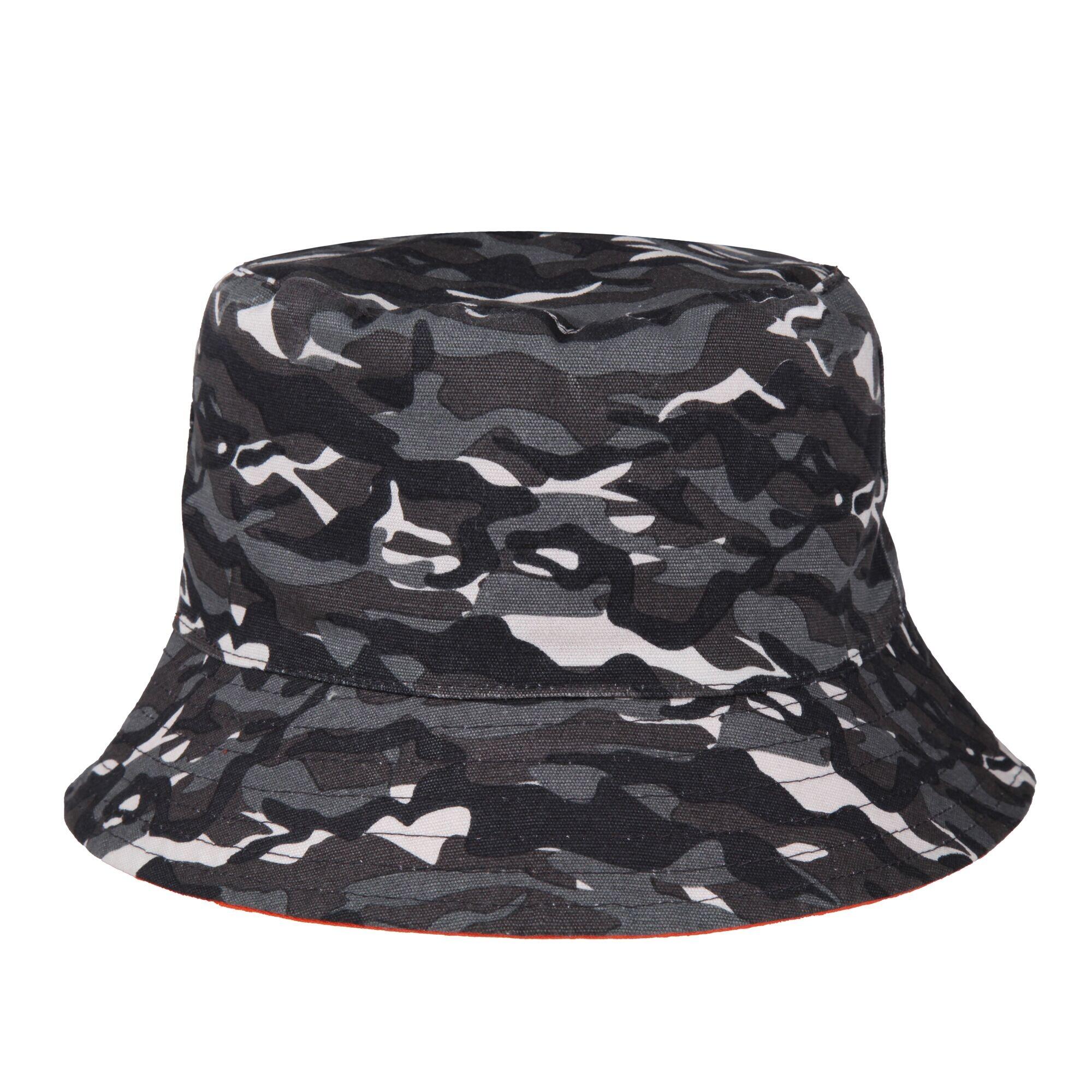 Childrens/Kids Flip Reversible Bucket Hat (Black/Persimmon) 4/5