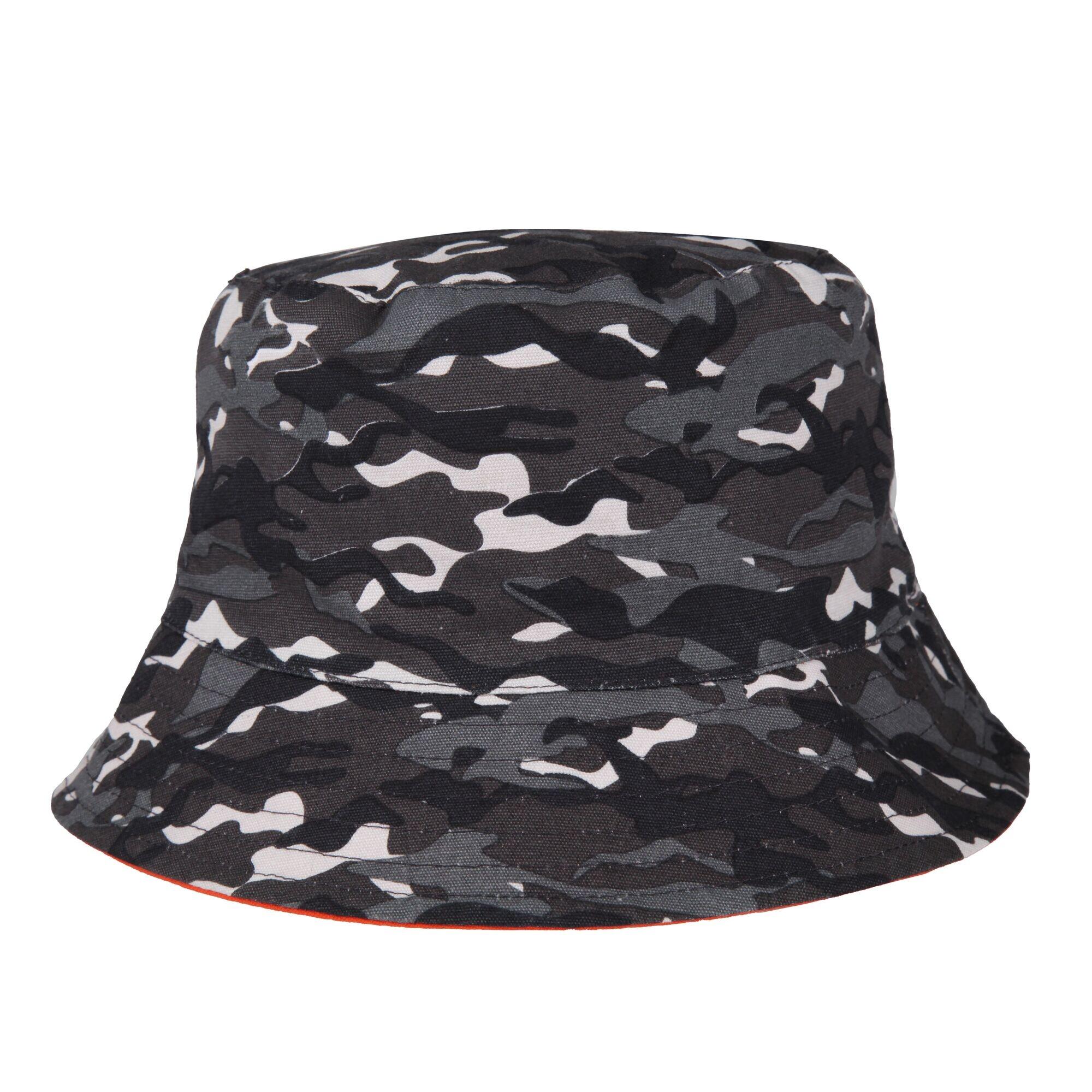 Childrens/Kids Flip Reversible Bucket Hat (Black/Persimmon) 2/5