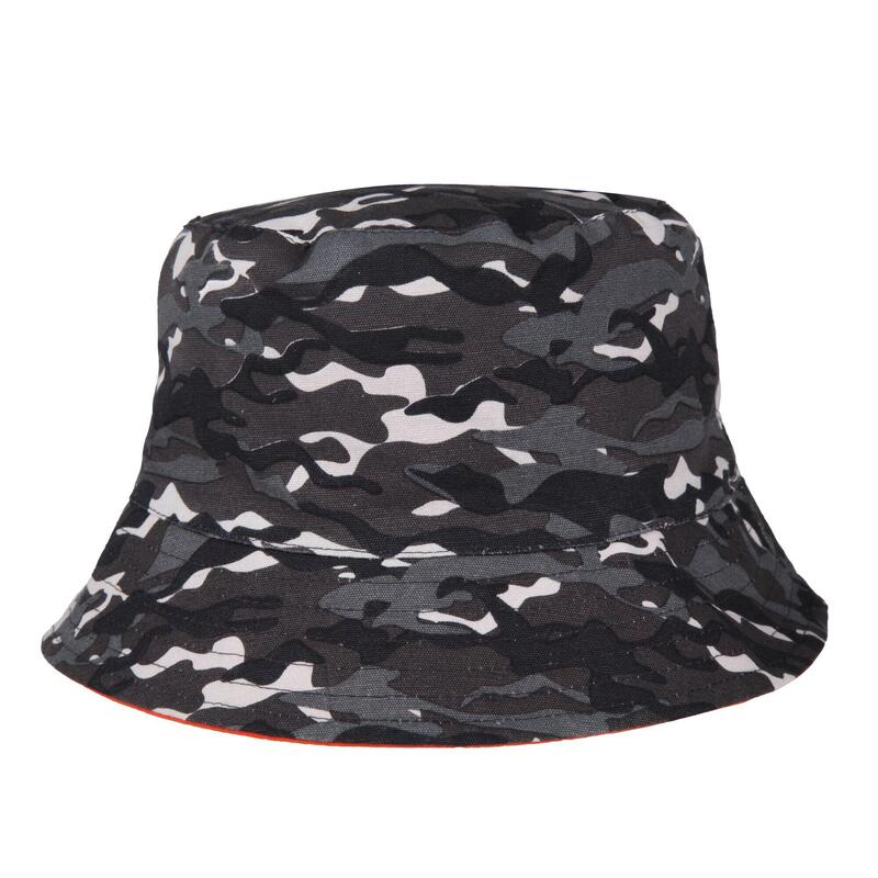 Gorro Pescador Flip Reversible para Niños/Niñas Negro, Caqui