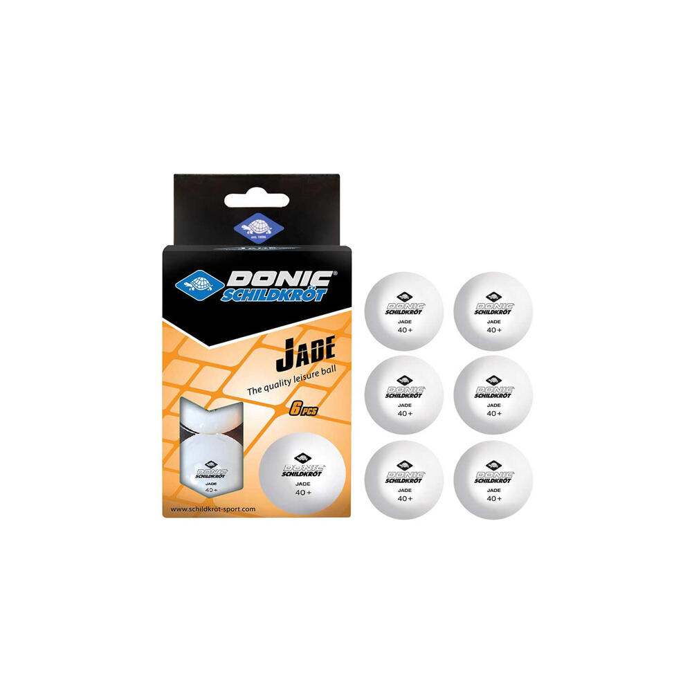 DONIC SCHILDKRÖT Jade Poly 40+ Table Tennis Balls (Pack of 6) (White/Black)