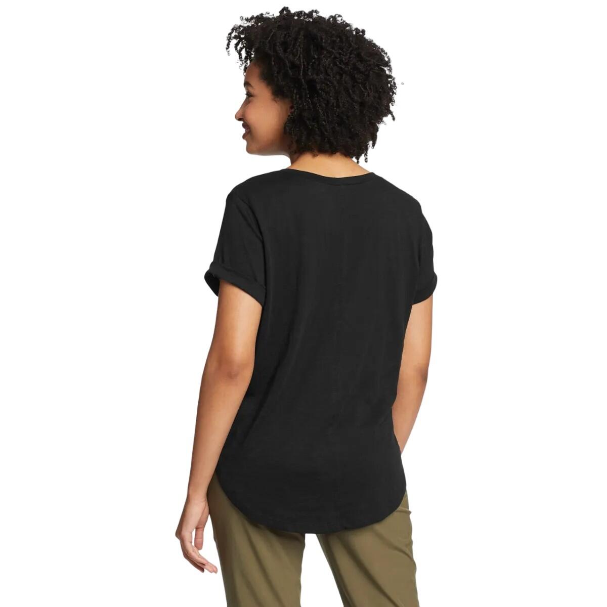 Womens/Ladies Gate Check V Neck TShirt (Black) EDDIE BAUER | Decathlon