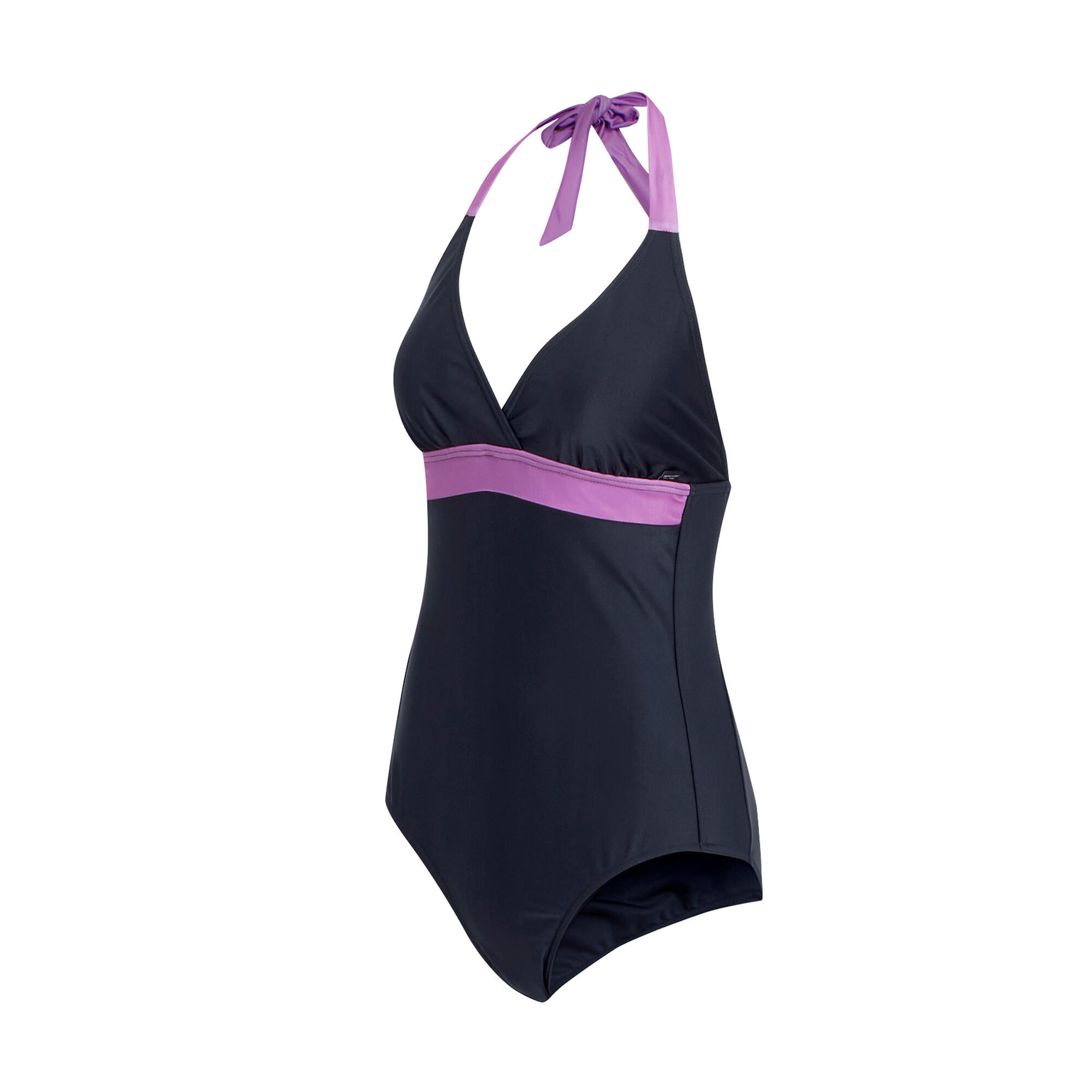 Womens/Ladies Flavia II Contrast One Piece Swimsuit (Navy/Radiant Orchid) 3/5