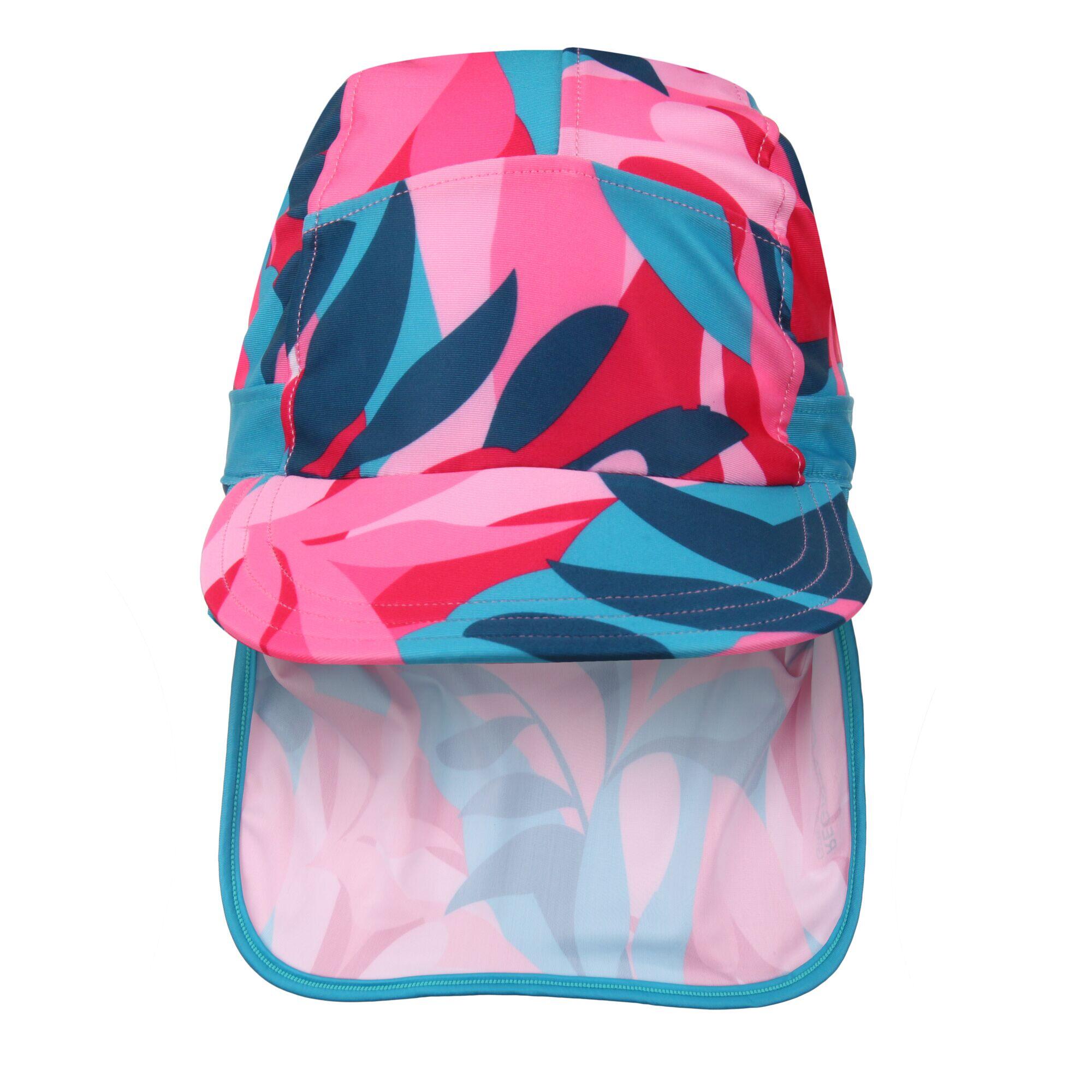 REGATTA Protect II Tropical Leaves Sun Hat (Tahoe Blue/Pink)