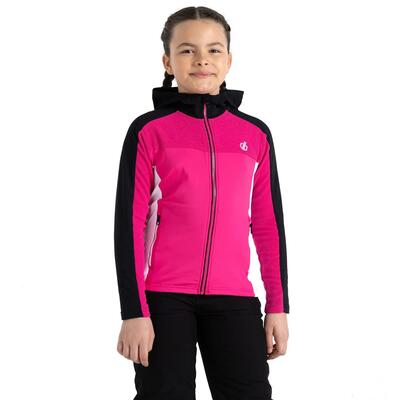 Childrens/kids thriving core stretch hooded midlayer (zwart/geel plum)