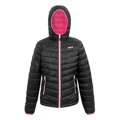 Dames hillpack ii gewatteerd jack met capuchon (zwart/roze toverdrank)