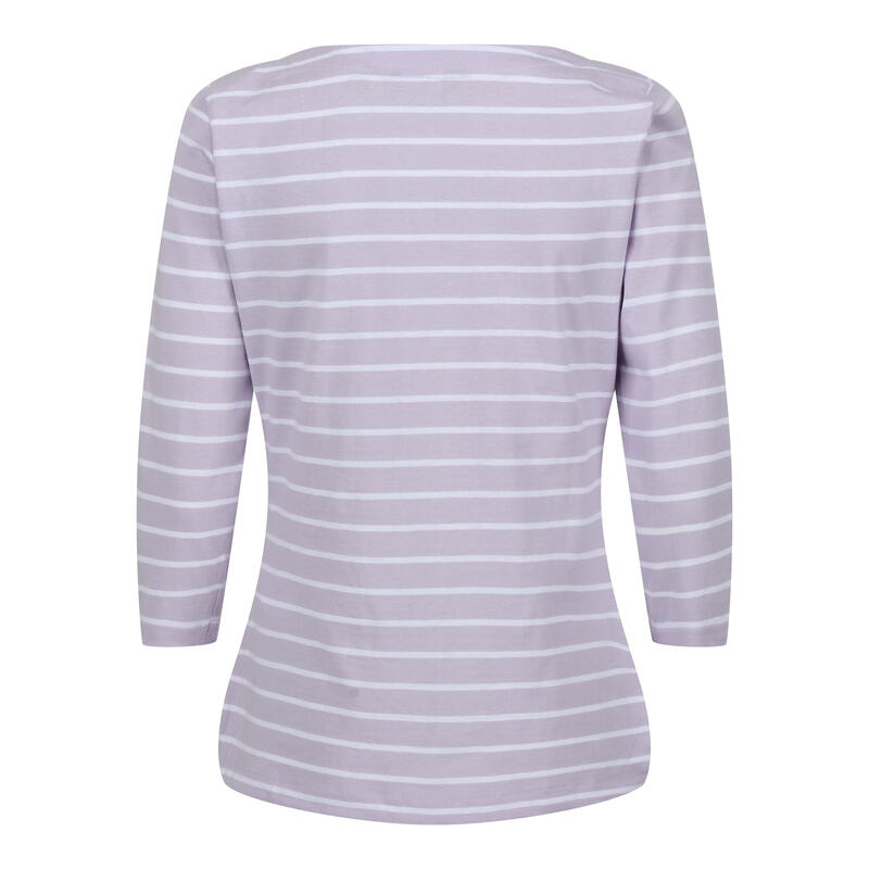 Dames Bayla 3/4 mouw Tshirt (Pastel Lila/Wit)