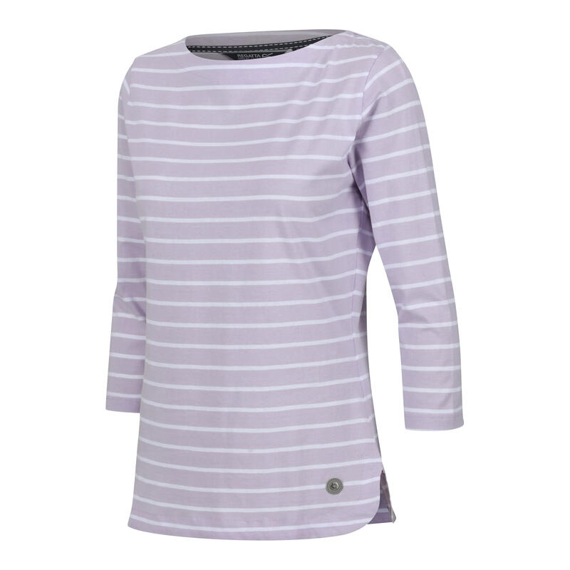 Dames Bayla 3/4 mouw Tshirt (Pastel Lila/Wit)