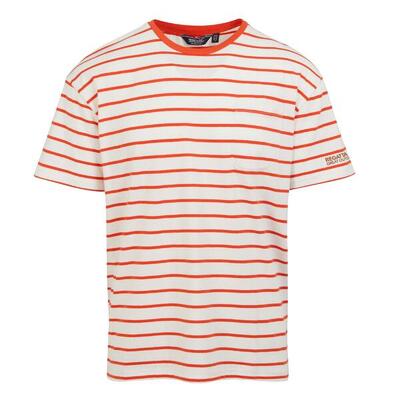 Heren shorebay ii stripe tshirt (wit/rusty oranje)