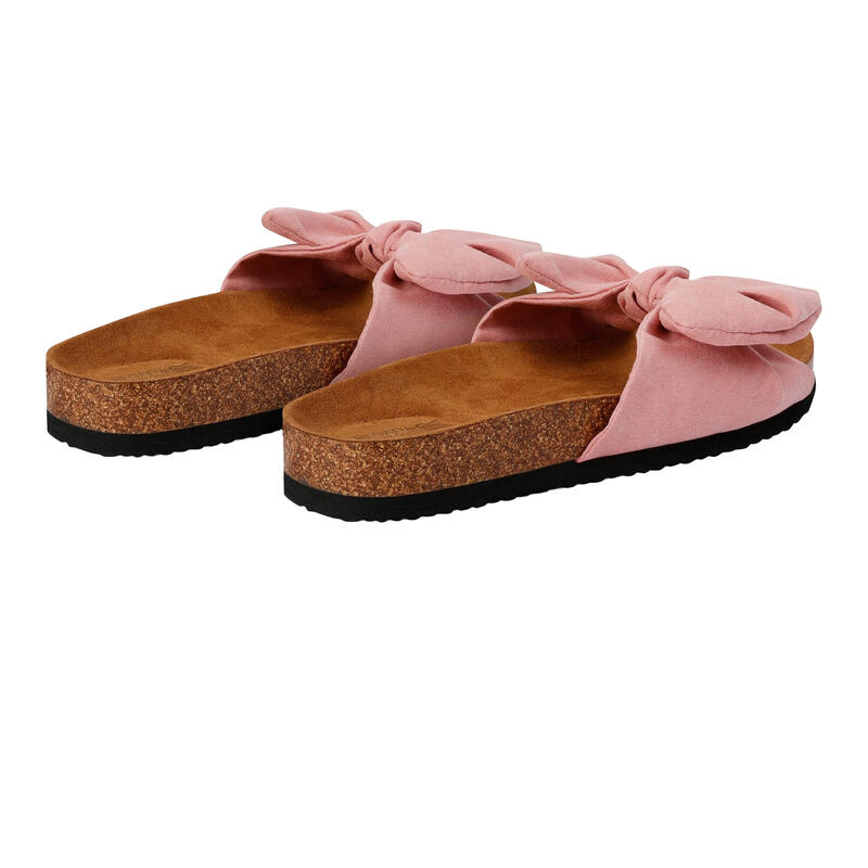 Dames Ava Plain Bow Strap Sliders (Roze)