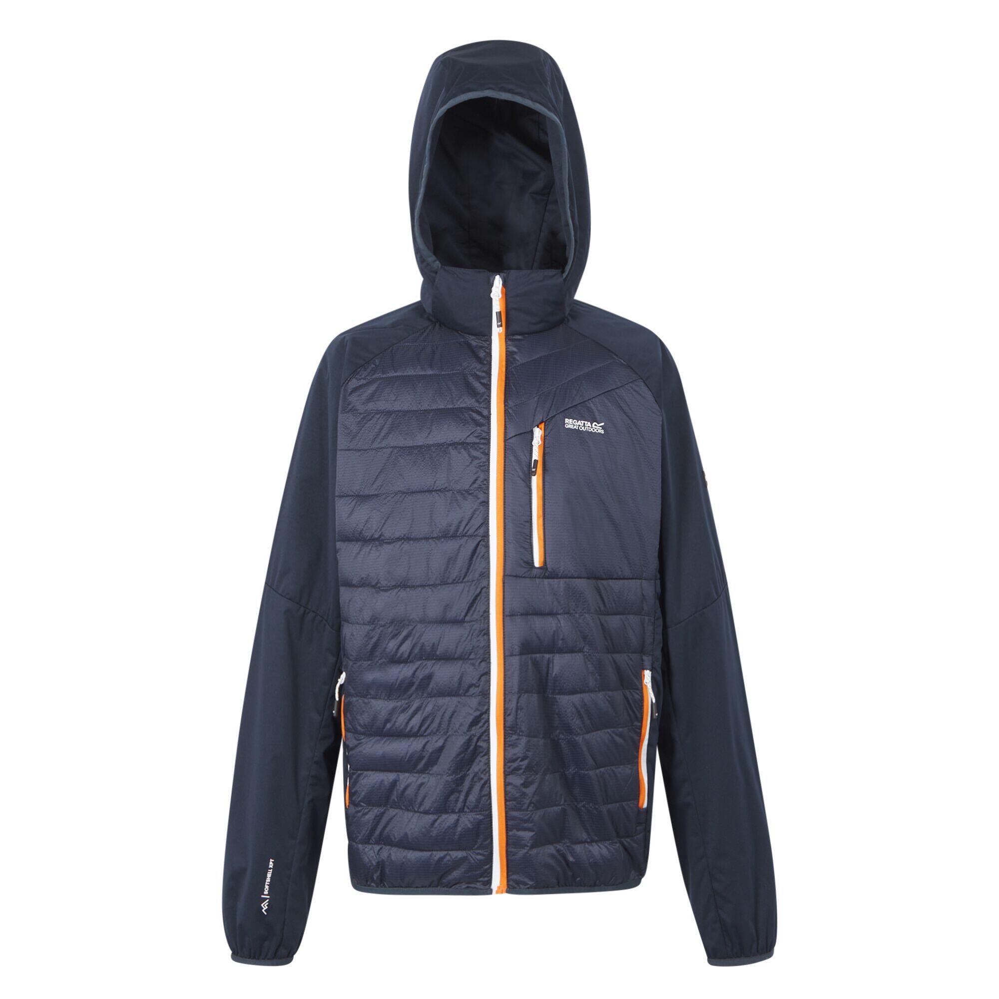 navy blue / fluo orange