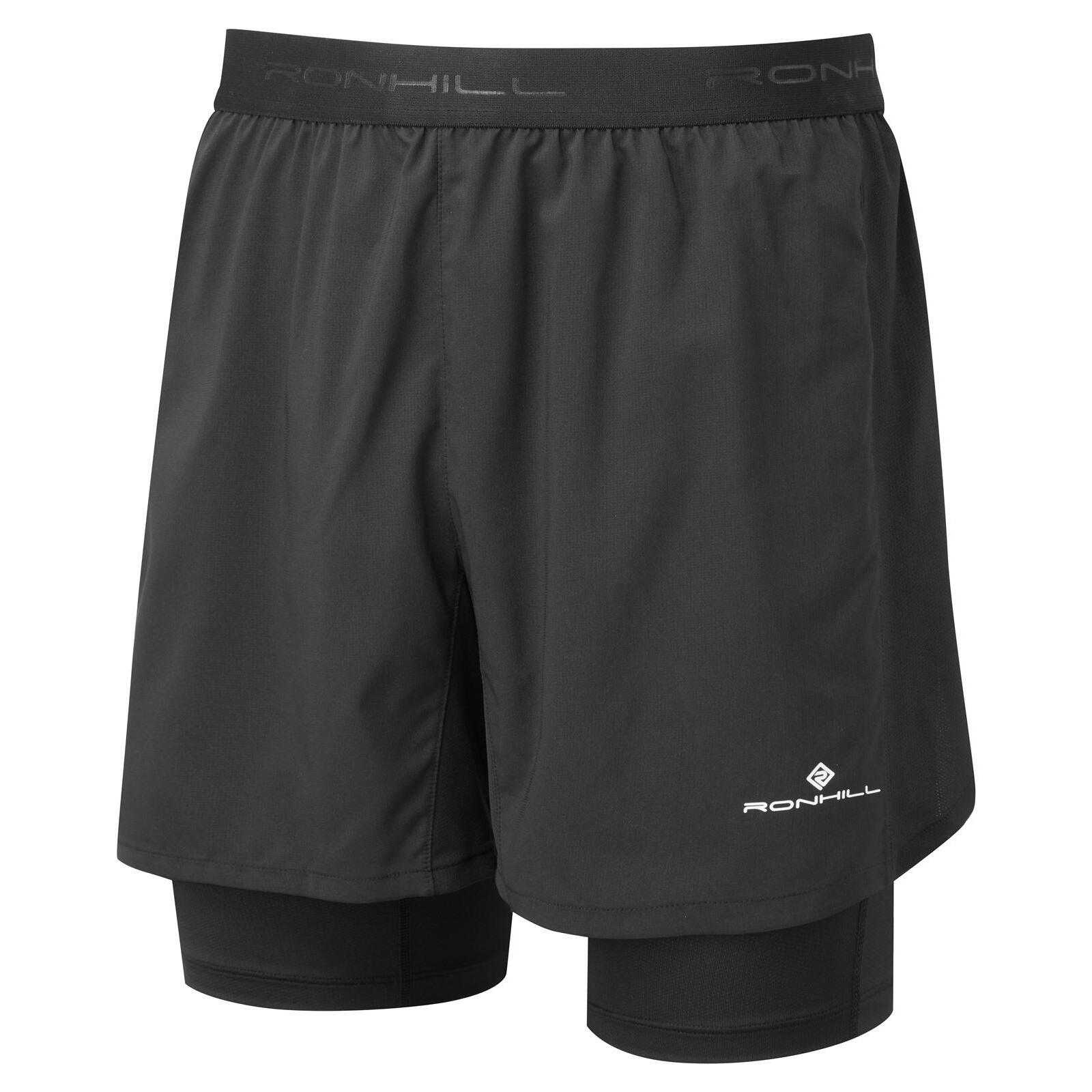 RONHILL Mens Tech 5" Twin Shorts (Black)