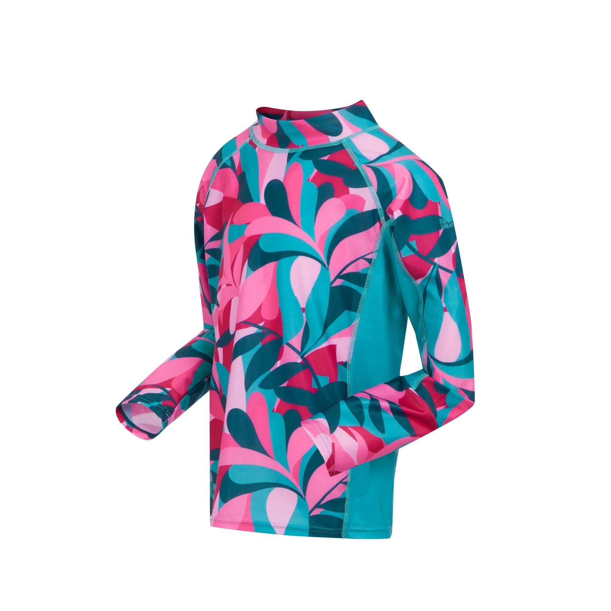 Childrens/Kids Hoku II Tropical Leaves Swim Top (Tahoe Blue) 3/5