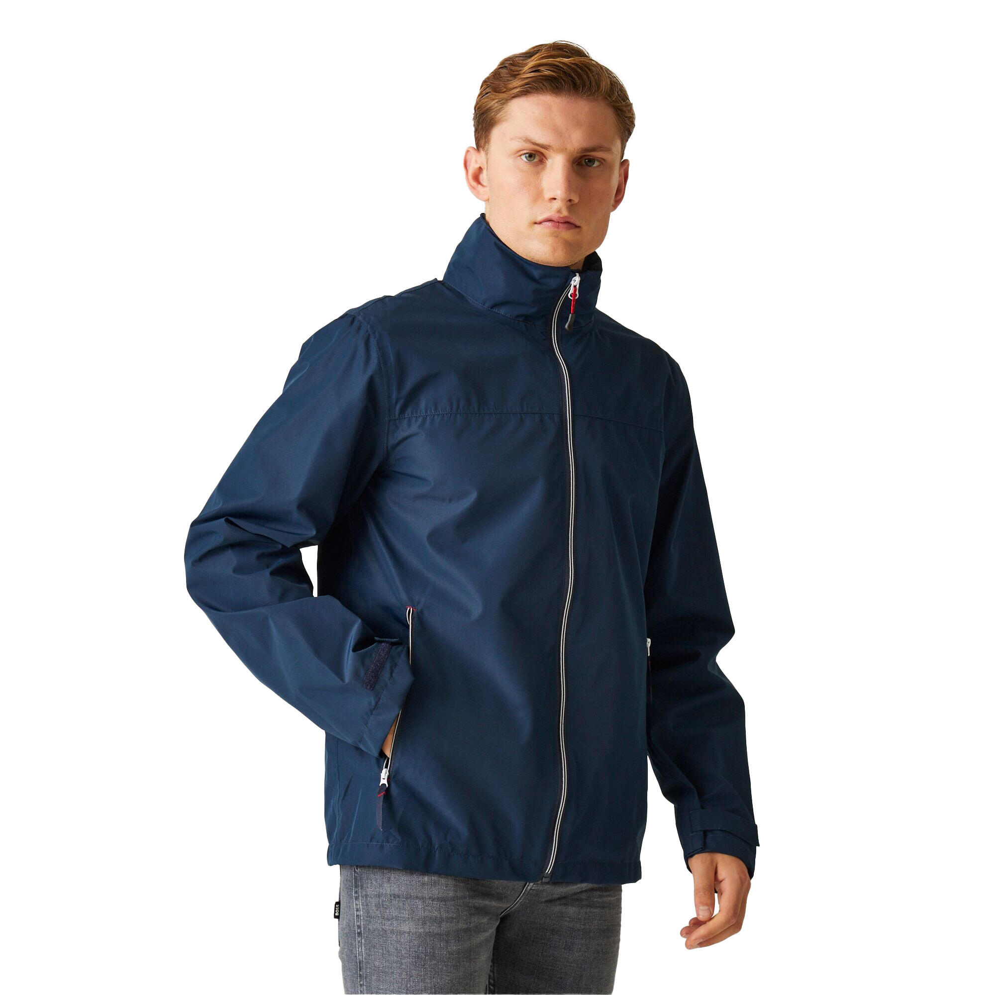 Mens Waterproof Soft Shell Jacket (Navy/Classic Red) 3/5
