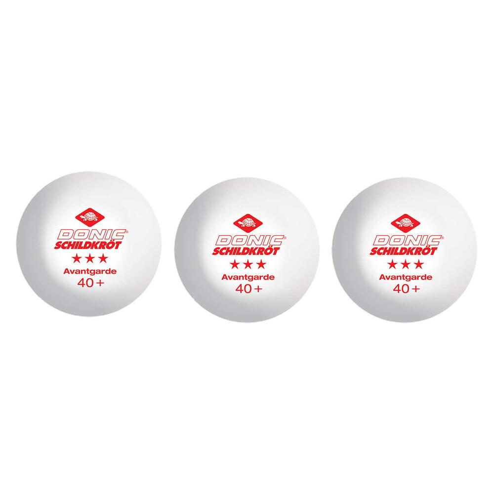 DONIC SCHILDKRÖT 3Star Avantgarde Table Tennis Balls (Pack of 3) (White/Red)