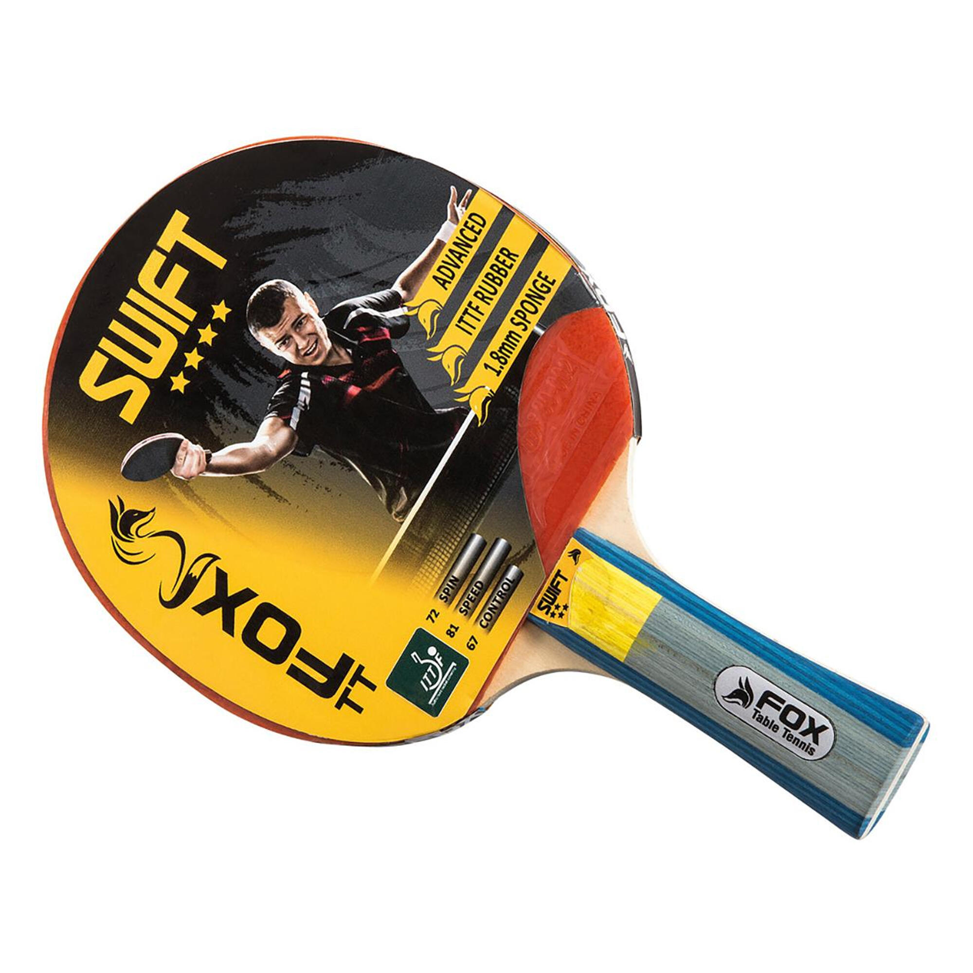 Swift 4 Star Table Tennis Bat (Red/Grey/Blue) One Size 2/3