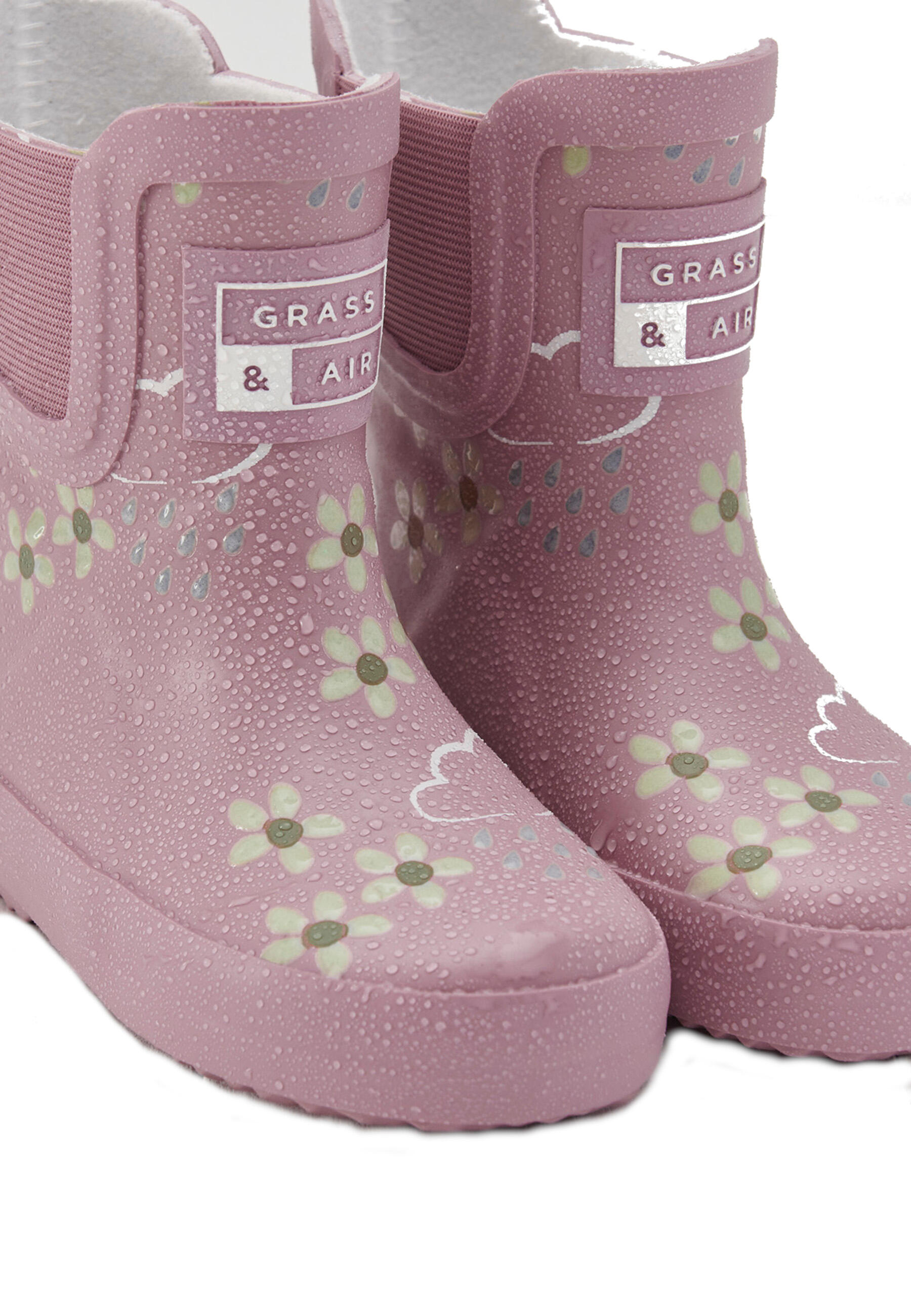 Pink Bloom Floral Short Colour-Changing Kids Wellies 2/3