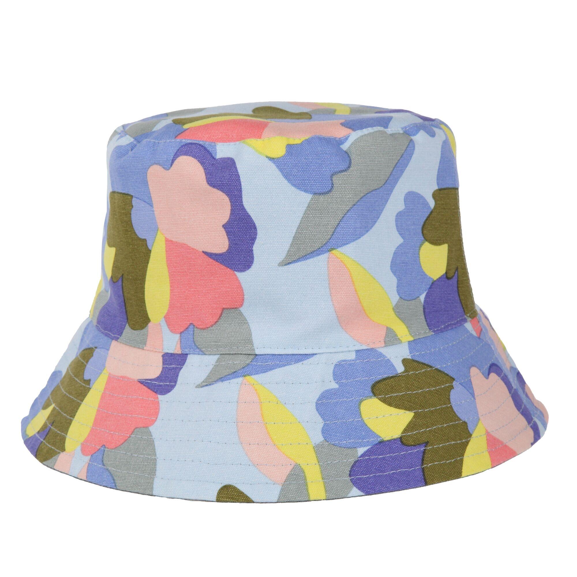 Womens/Ladies Abstract Floral Reversible Bucket Hat (Green Milieu) 1/5
