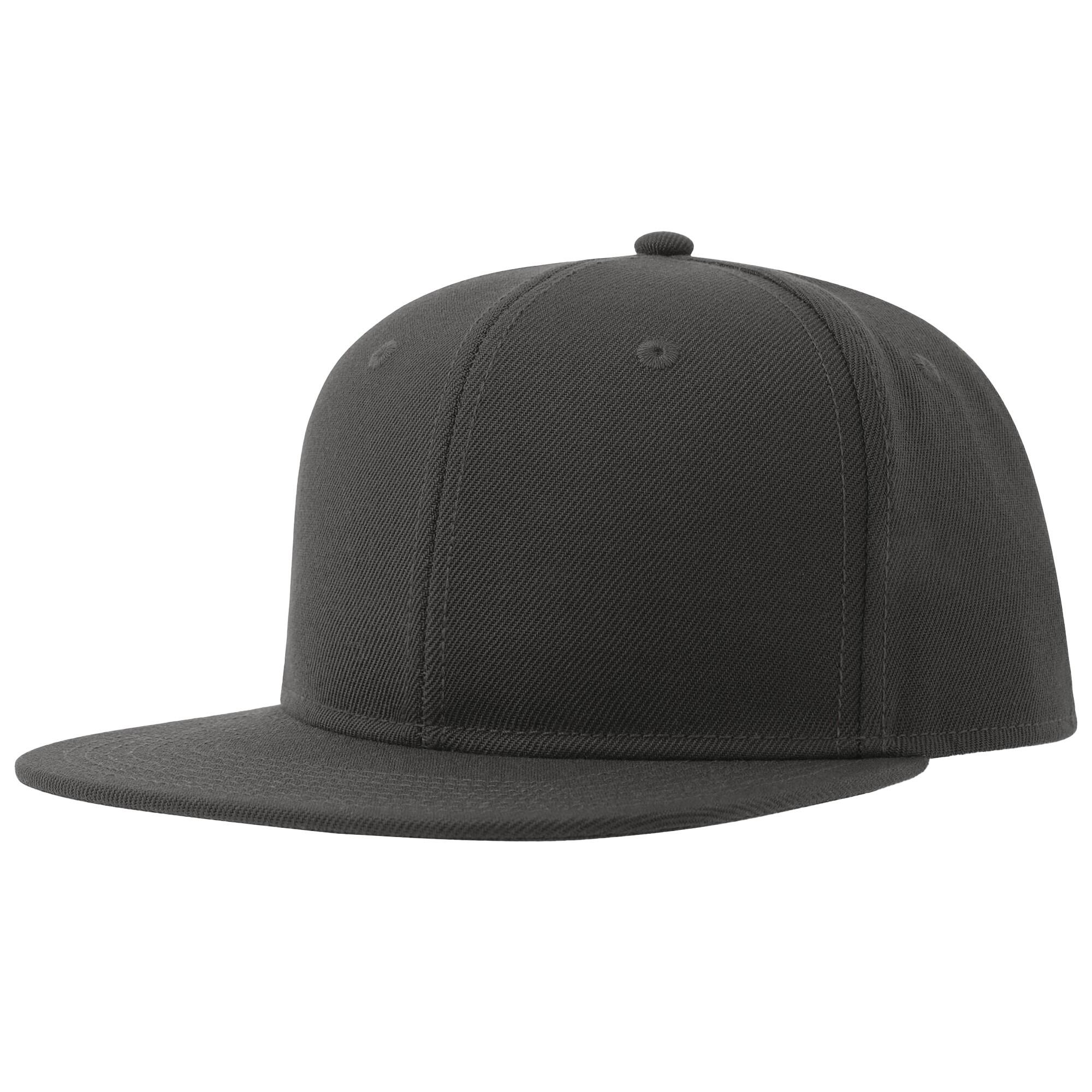 ATLANTIS Unisex Adult 6 Panel Flat Peak Baseball Cap (Dark Grey)