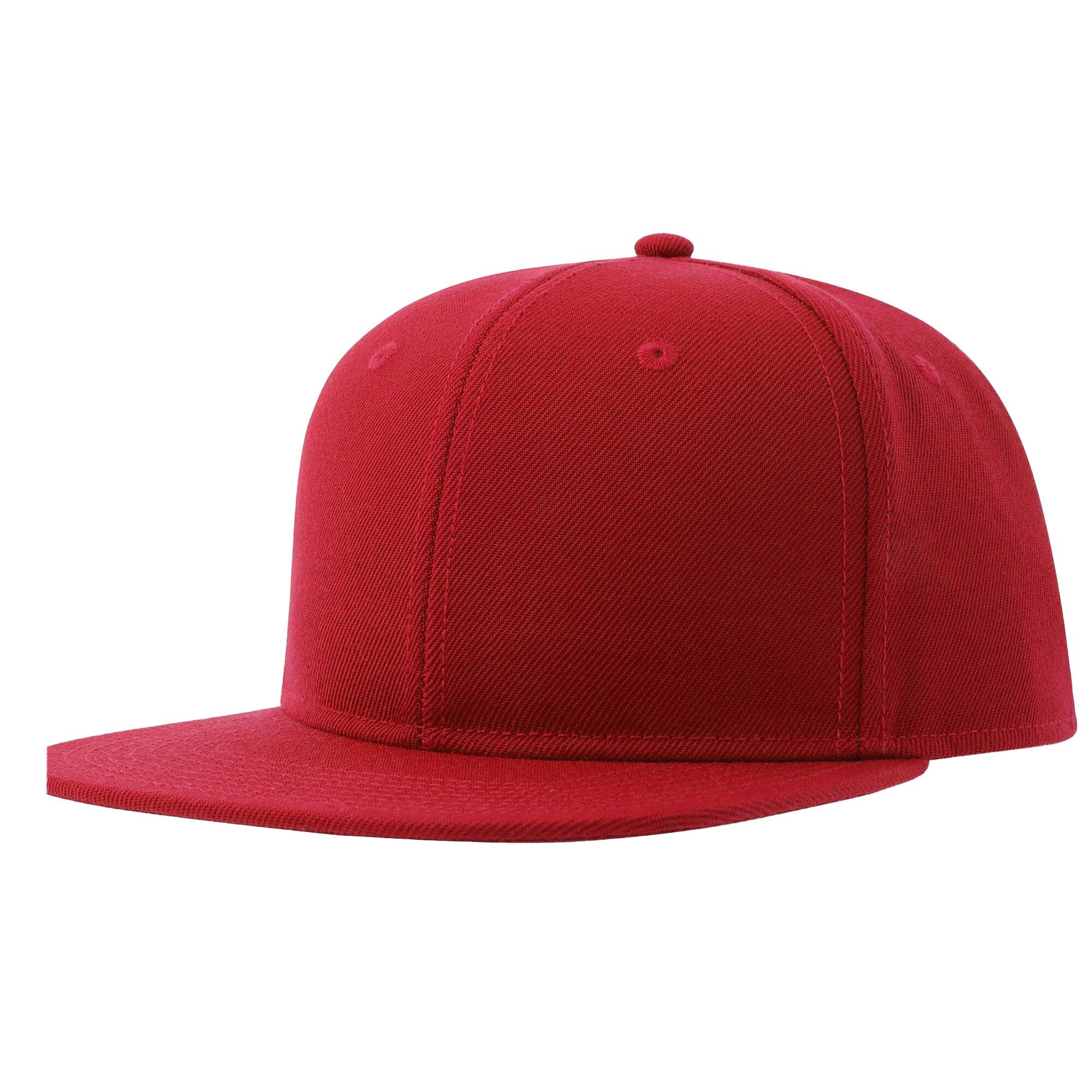 ATLANTIS Unisex Adult 6 Panel Flat Peak Baseball Cap (Red)