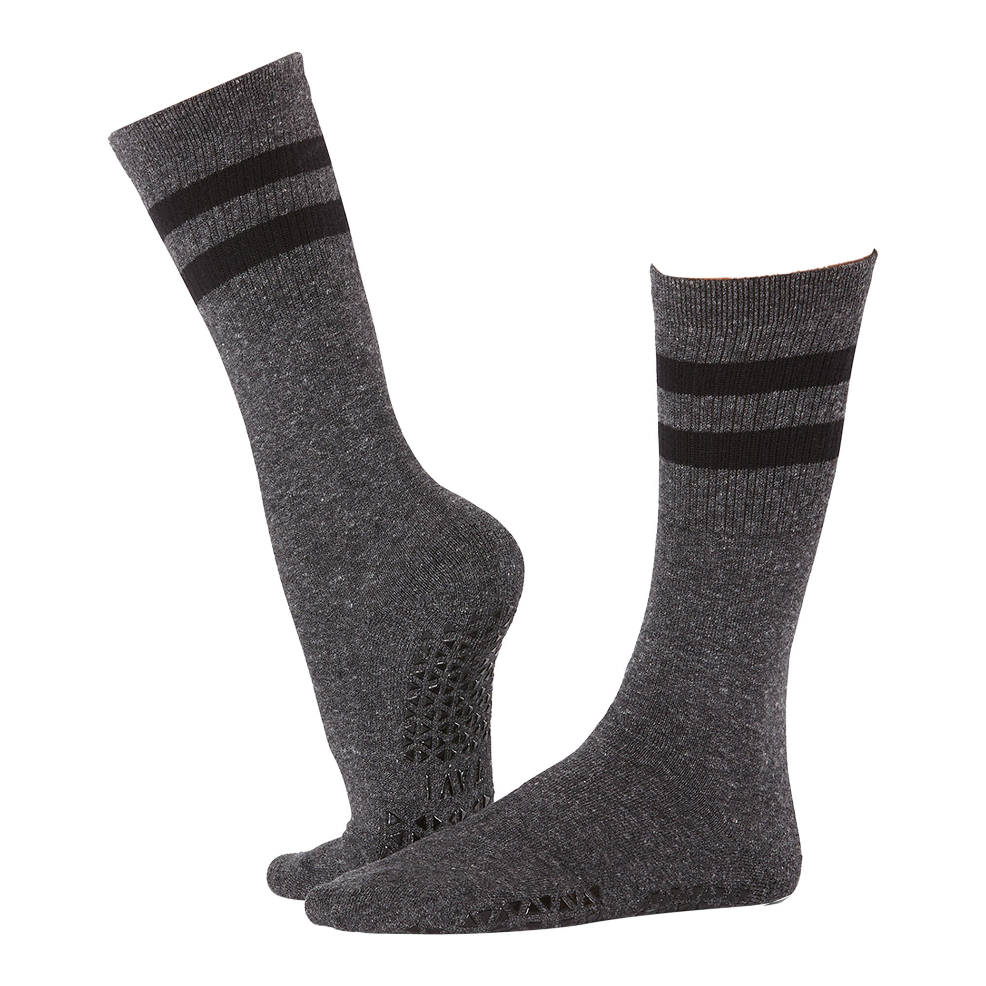 FITNESS-MAD Womens/Ladies Kai Gripped Crew Socks (Grey/Black)