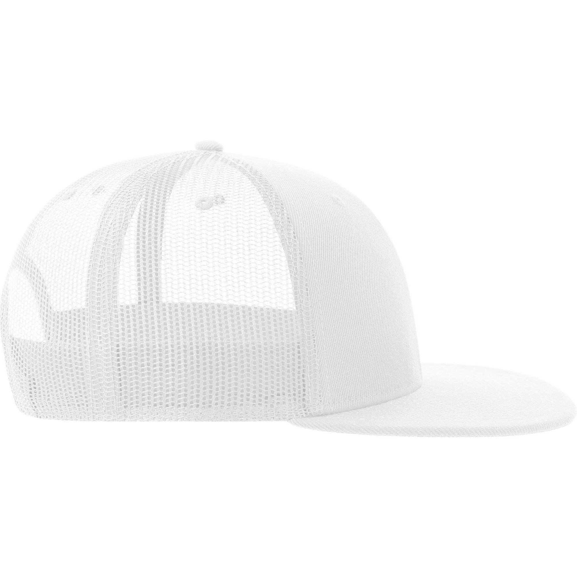 Unisex Adult Mesh 6 Panel Trucker Cap (White) 3/3