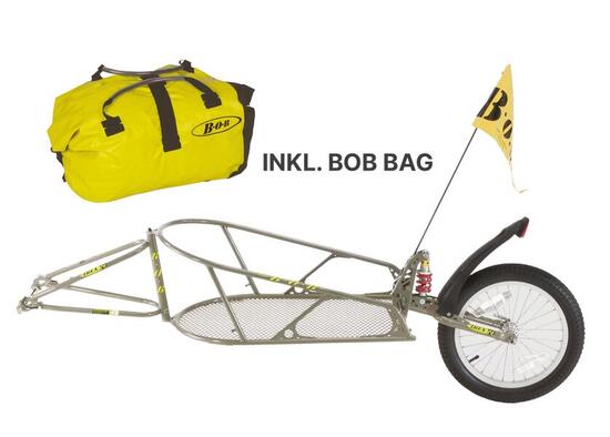 Geveerde laadfietsaanhanger IBEX voor 28-29" fietsen incl. BOB BAG