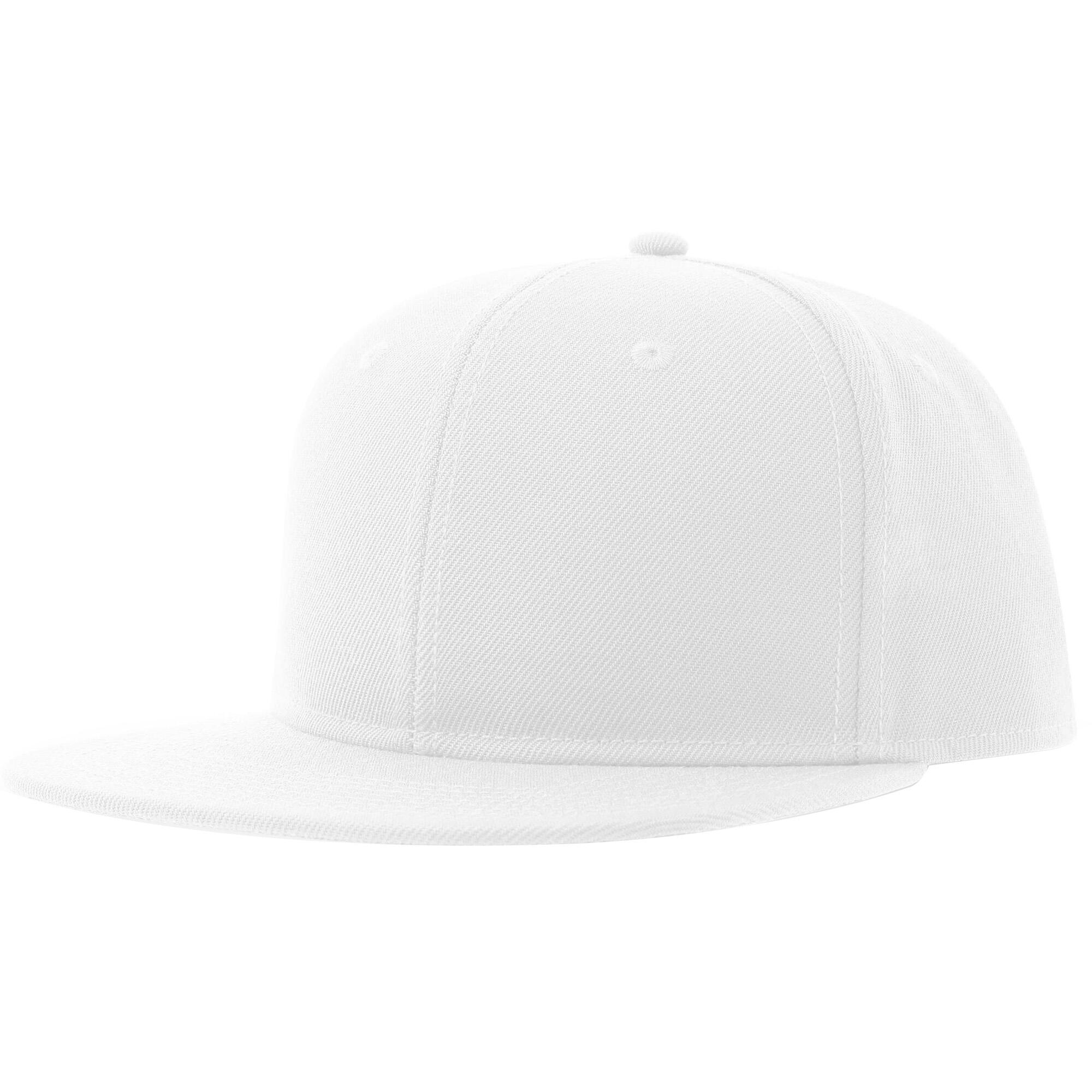 ATLANTIS Unisex Adult 6 Panel Flat Peak Baseball Cap (White)