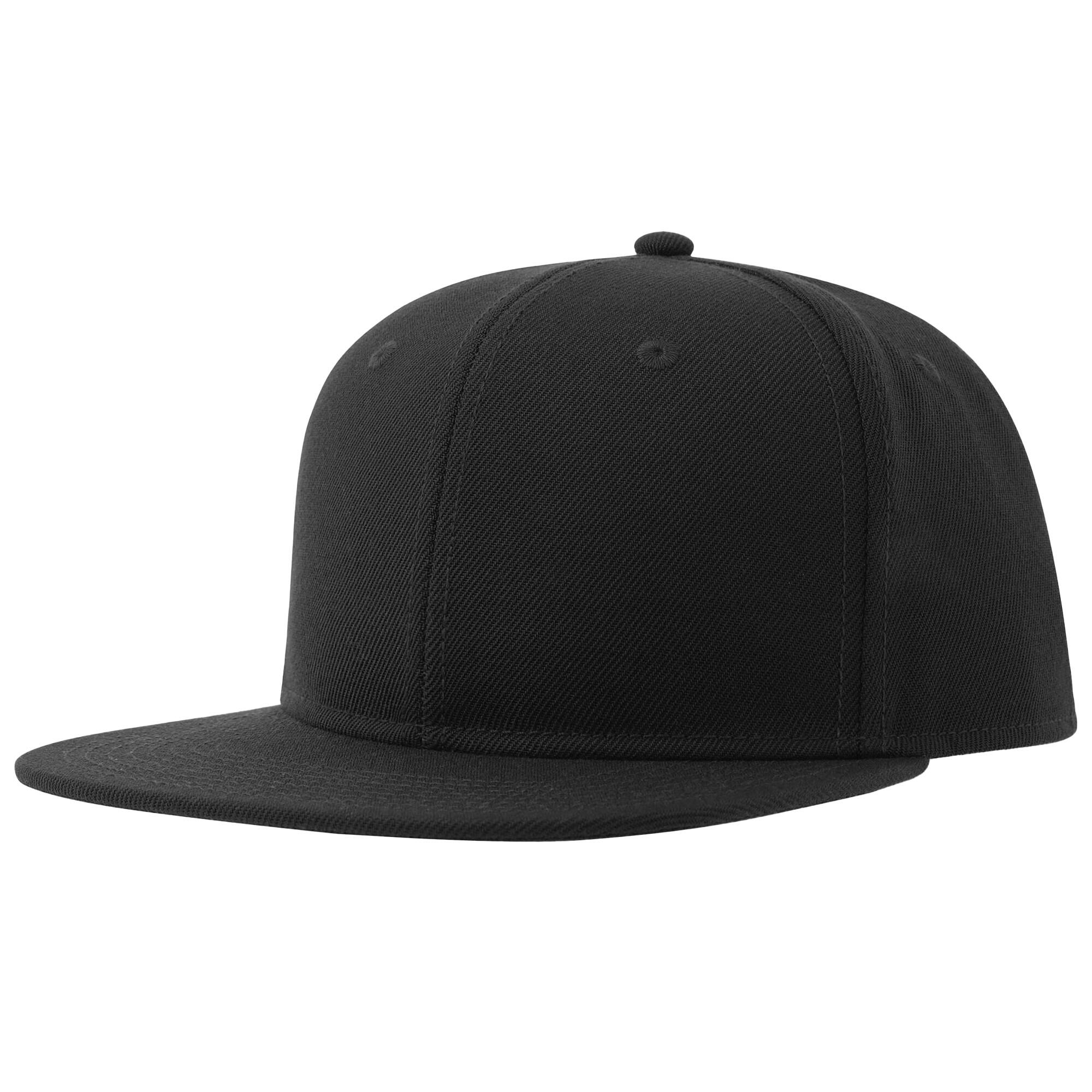 ATLANTIS Unisex Adult 6 Panel Flat Peak Baseball Cap (Black)