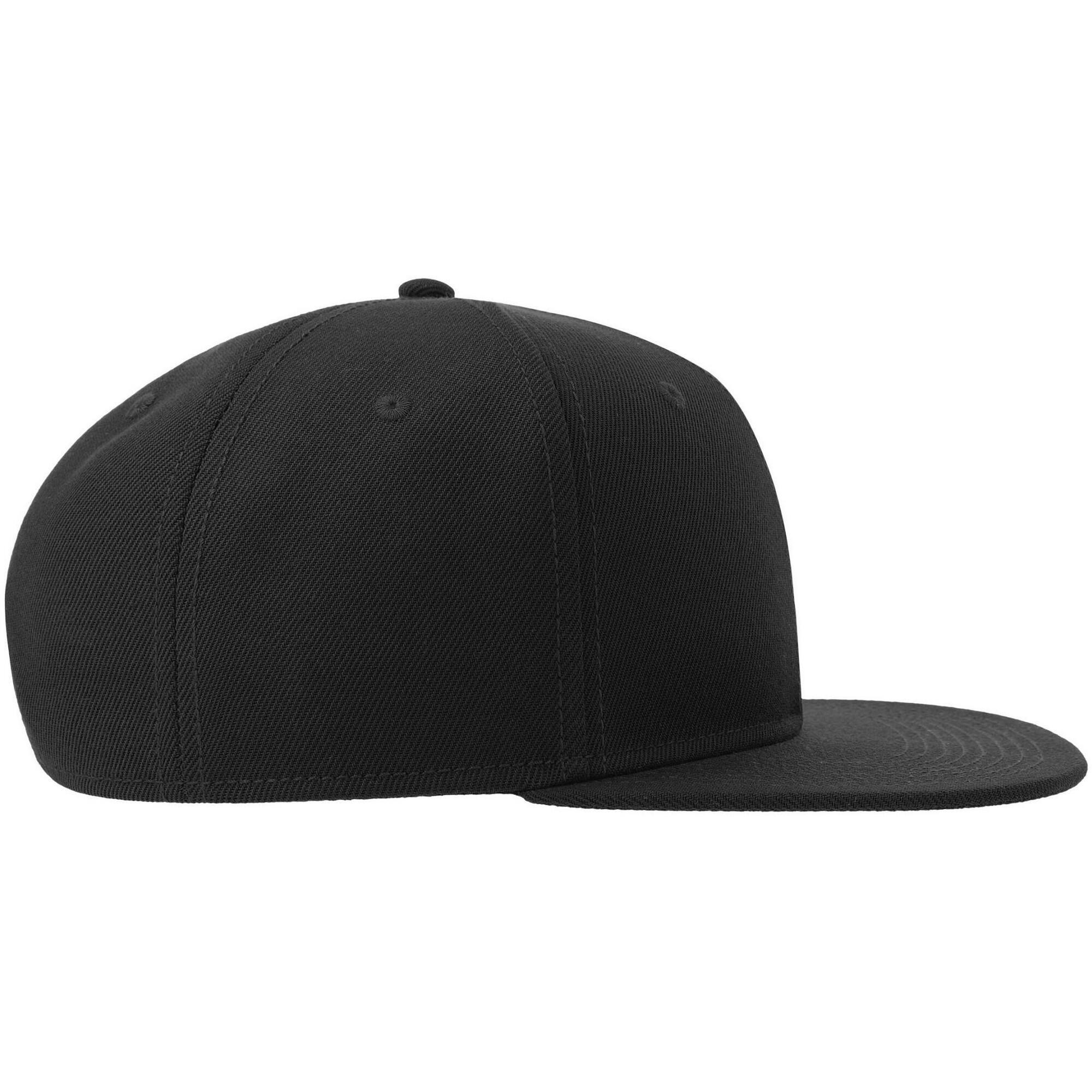 Unisex Adult 6 Panel Flat Peak Baseball Cap (Black) 3/3