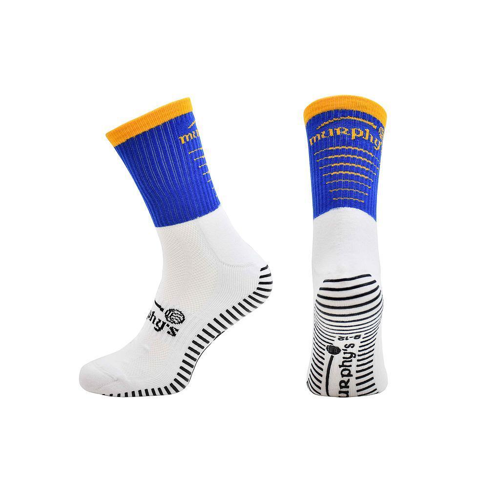 MURPHYS Childrens/Kids Pro GAA Gripped Mid Calf Socks (Royal Blue/Amber)