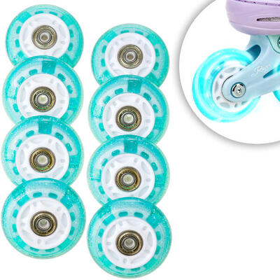 8x led-lichtgevende wieltjes + lagers voor isla mint pu-rollen