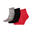 Sokken Quarter Training katoen rood/zwart/grijs 3 paar mt 47-49