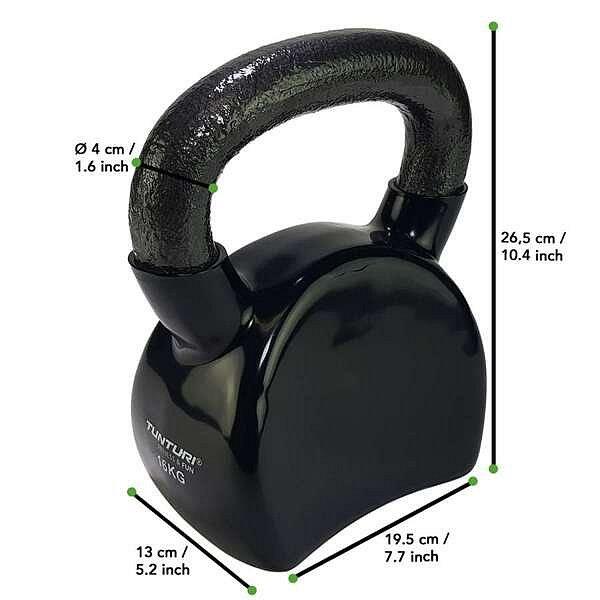 Kettlebell Tunturi 16 kg fonte vinyle noir, poignée ergonomique 7/7
